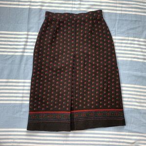 Wool Blend Midi Skirt - Floral